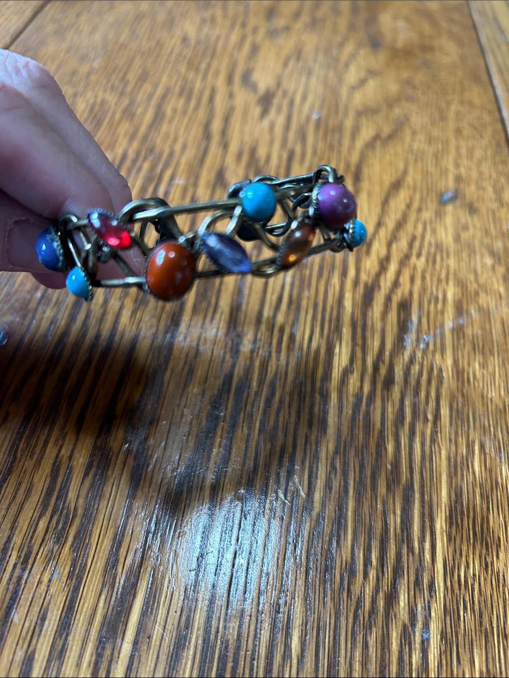 Multicolor Beaded Metal Bracelet - Colorful Fashion Accent